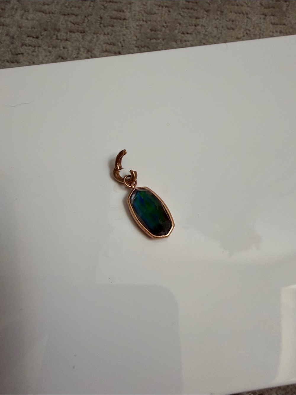 Kendra Scott Gold-Tone Iridescent Blue-Green Drop Earring Charm